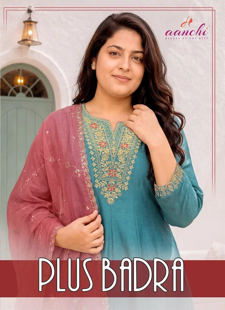 Plus Badra By Aanchi Vichitra Silk Kurti With Bottom Dupatta